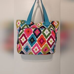 French Bull colorful Aztec Design canvas tote bag Yoga Bag